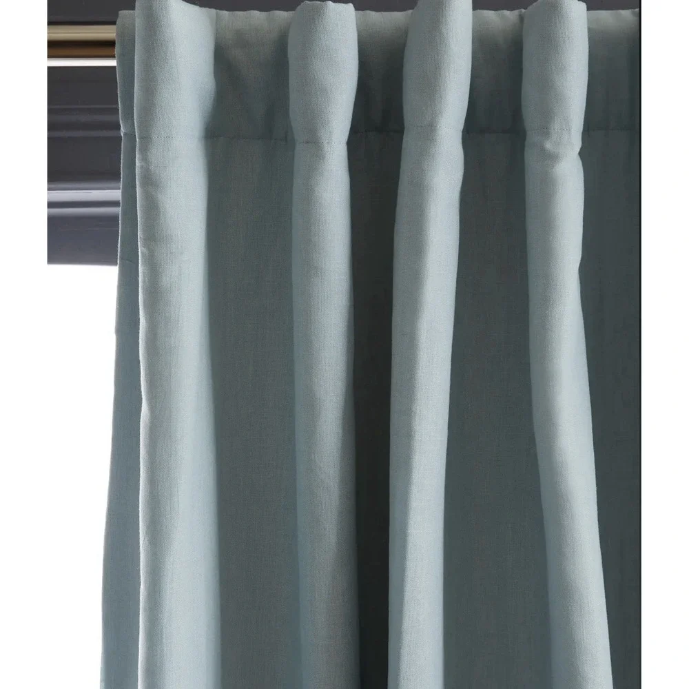 NWOT Quince European Linen Room Darkening Rod Curtain Panel 84x96 Chambray